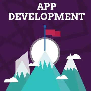 Handwriting text writing App Development. Concept meaning Development services Ilustración de archivo