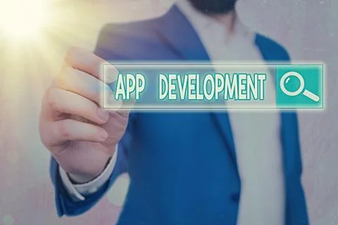 Handwriting text writing App Development. Concept meaning producing computer Foto stock