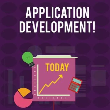 Handwriting text writing Application Development. Concept meaning creation of 스톡 일러스트