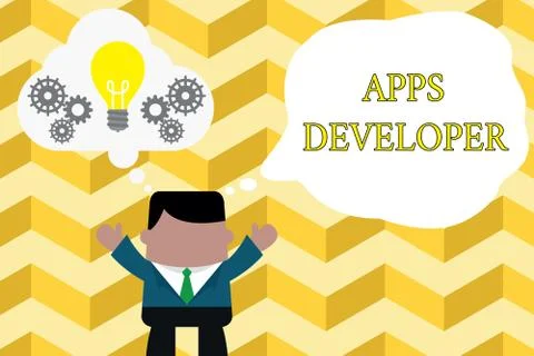 Handwriting text writing Apps Developer. Concept meaning Graphic artist Software Stock Illustration