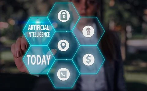 Handwriting text writing Artificial Intelligence. Concept meaning Machine copy Foto stock
