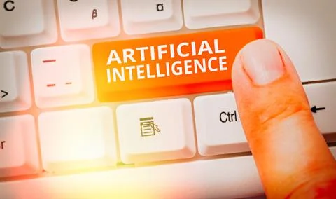 Handwriting text writing Artificial Intelligence. Concept meaning Machine copy 库存照片