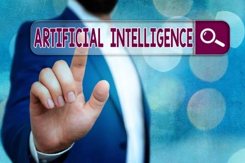 Handwriting text writing Artificial Intelligence. Concept meaning programmed to Stockfoto's
