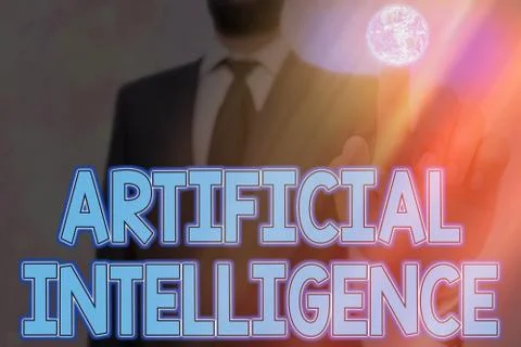 Handwriting text writing Artificial Intelligence. Concept meaning programmed to Stock Photos