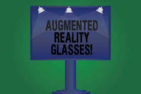 Handwriting text writing Augmented Reality Glasses. Concept meaning Digital eye Ilustración de archivo