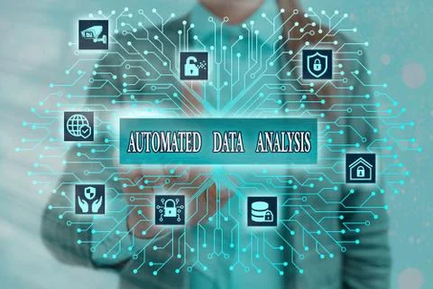 Handwriting text writing Automated Data Analysis. Concept meaning Artificial Stock Photos