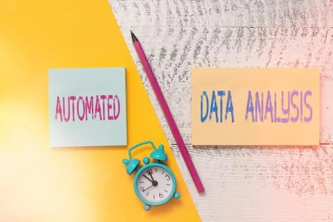 Handwriting text writing Automated Data Analysis. Concept meaning Artificial Stock Photos