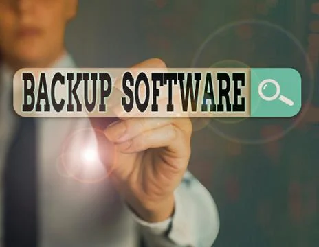 Handwriting text writing Backup Software. Concept meaning create extra exact Foto stock