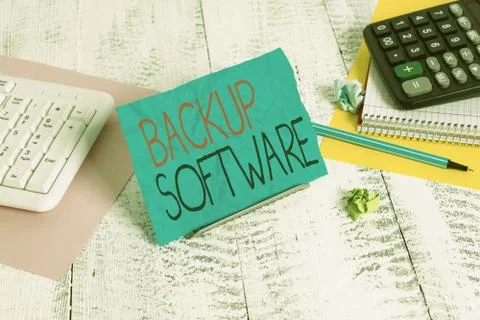 Handwriting text writing Backup Software. Concept meaning create extra exact Foto stock
