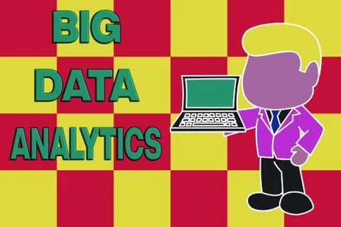 Handwriting text writing Big Data Analytics. Concept meaning The process of Stock Illustration