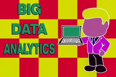 Handwriting text writing Big Data Analytics. Concept meaning The process of Stock Illustration