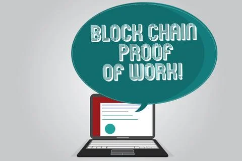 Handwriting text writing Block Chain Proof Of Work. Concept meaning Stock-Illustration