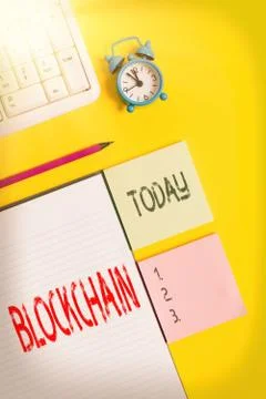 Handwriting text writing Blockchain. Concept meaning a program where a database 스톡 사진