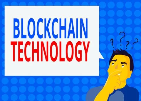 Handwriting text writing Blockchain Technology. Concept meaning distributed Ilustração Stock