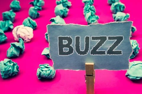 Handwriting text writing Buzz. Concept meaning Hum Murmur Drone Fizz Ring Sib Stock Photos