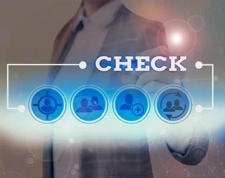 Handwriting text writing Check. Concept meaning Mark Click on a box in order to Stock Photos