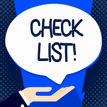 Handwriting text writing Check List. Concept meaning Items required Things to be Stock Illustration