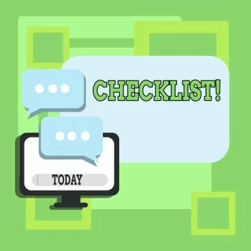 Handwriting text writing Checklist. Concept meaning list items required things Stock Illustration