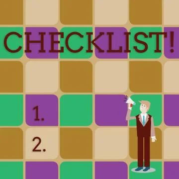 Handwriting text writing Checklist. Concept meaning list items required things Stock Illustration