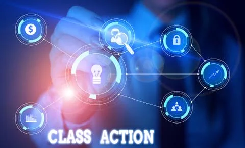 Handwriting text writing Class Action. Concept meaning lawsuit filed by small Stockfoto's