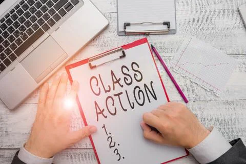 Handwriting text writing Class Action. Concept meaning lawsuit filed by small Stockfoto's