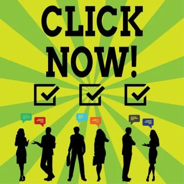 Handwriting text writing Click Now. Concept meaning by pressing button on 스톡 일러스트