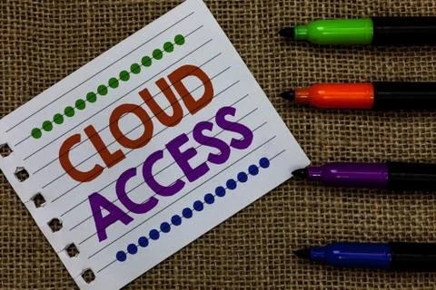 Handwriting text writing Cloud Access. Concept meaning Software tool between the 스톡 사진