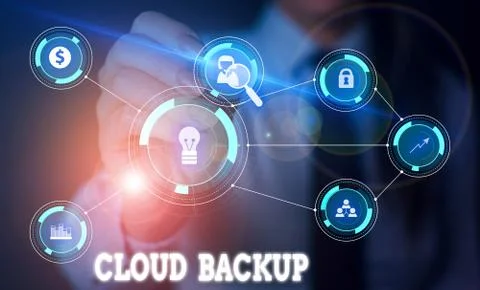 Handwriting text writing Cloud Backup. Concept meaning enable customers to Foto stock