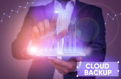 Handwriting text writing Cloud Backup. Concept meaning enable customers to Foto stock