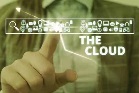 Handwriting text writing The Cloud. Concept meaning Programs used in Storing Stock Photos