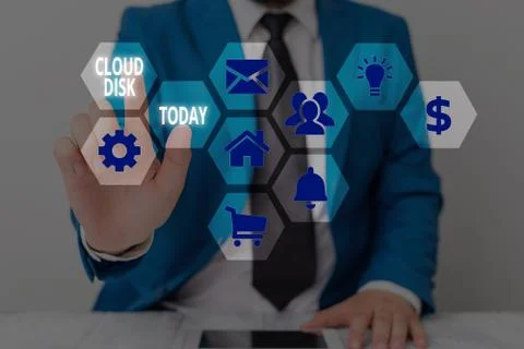 Handwriting text writing Cloud Disk. Concept meaning web base service that Foto stock