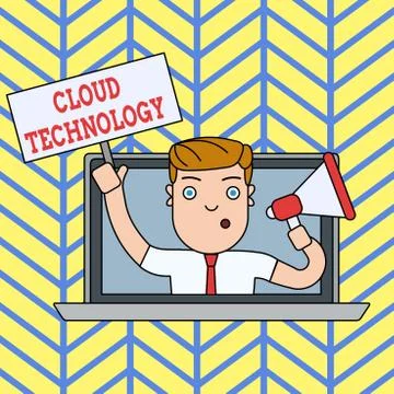 Handwriting text writing Cloud Technology. Concept meaning storing and accessing 库存插图