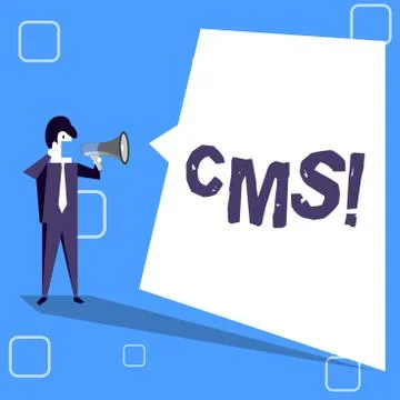 Handwriting text writing Cms. Concept meaning Content Management System supports Illustrazione stock