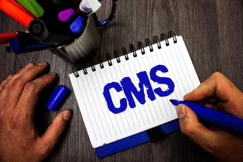 Handwriting text writing Cms. Concept meaning Content Management System suppo Foto stock