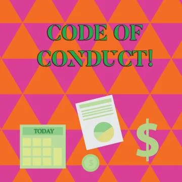 Handwriting text writing Code Of Conduct. Concept meaning Follow principles a Stock Illustration