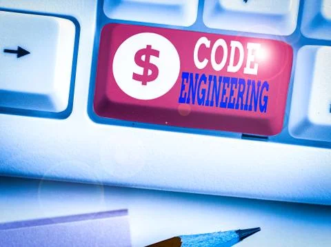Handwriting text writing Code Engineering. Concept meaning application of Stock Photos