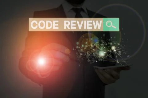 Handwriting text writing Code Review. Concept meaning single most effective Foto stock