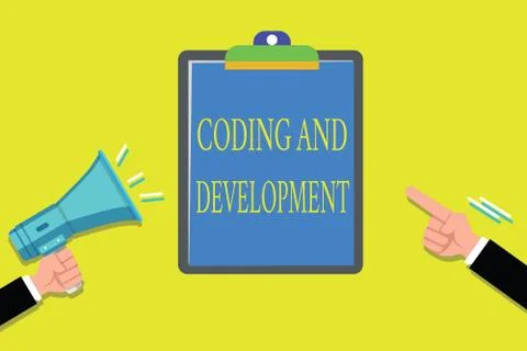 Handwriting text writing Coding And Development. Concept meaning Programming Stock Illustration