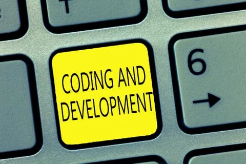Handwriting text writing Coding And Development. Concept meaning Programming Stock Photos