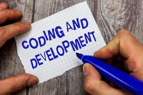 Handwriting text writing Coding And Development. Concept meaning Programming Stock Photos