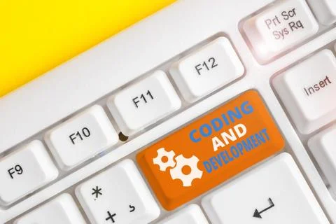 Handwriting text writing Coding And Development. Concept meaning Programming Stock Photos