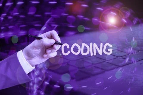 Handwriting text writing Coding. Concept meaning assigning code to something for Stockfoto's