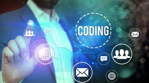 Handwriting text writing Coding. Concept meaning assigning code to something for Stockfoto's