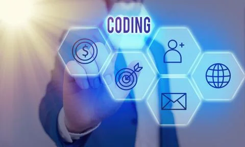 Handwriting text writing Coding. Concept meaning assigning code to something for Stockfoto's