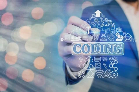 Handwriting text writing Coding. Concept meaning assigning code to something for Stock Photos