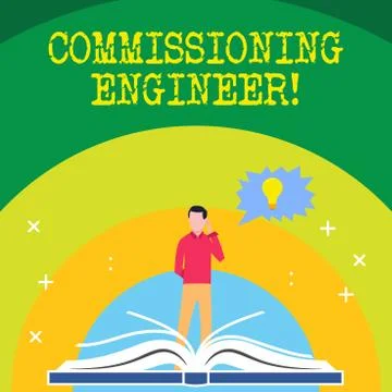 Handwriting text writing Commissioning Engineer. Concept meaning ensure all a Stock Illustration
