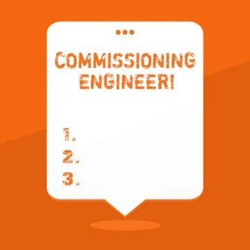 Handwriting text writing Commissioning Engineer. Concept meaning ensure all a Stock Illustration