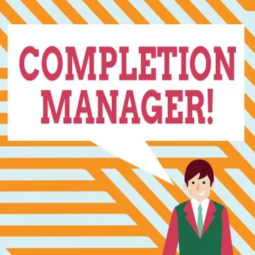 Handwriting text writing Completion Manager. Concept meaning oversees all Stock Illustration