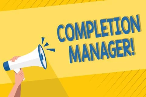 Handwriting text writing Completion Manager. Concept meaning oversees all Stock Illustration