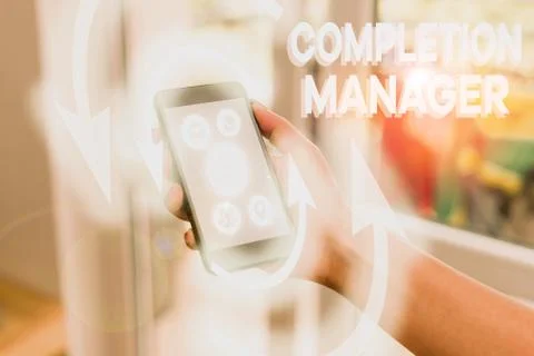 Handwriting text writing Completion Manager. Concept meaning oversees all Stock Photos